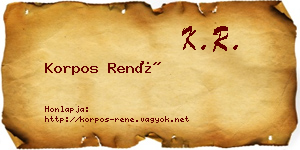 Korpos René névjegykártya